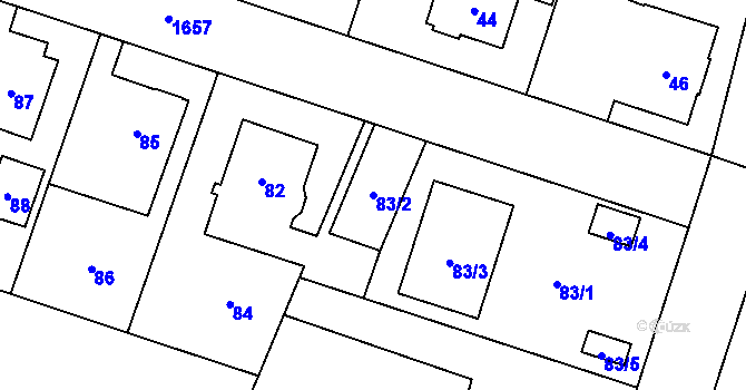 Parcela st. 83/2 v KÚ Kunčičky, Katastrální mapa