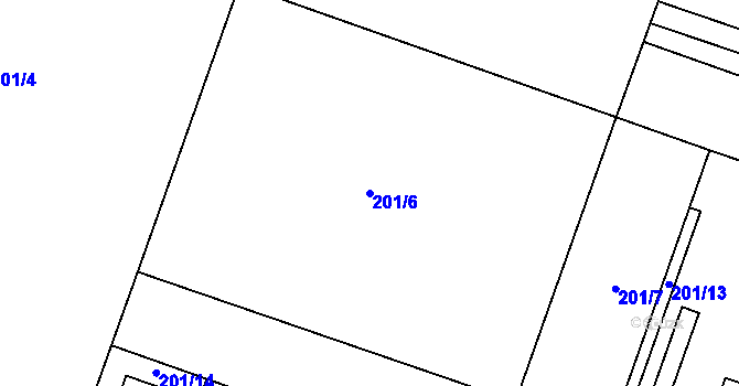 Parcela st. 201/6 v KÚ Kunčičky, Katastrální mapa