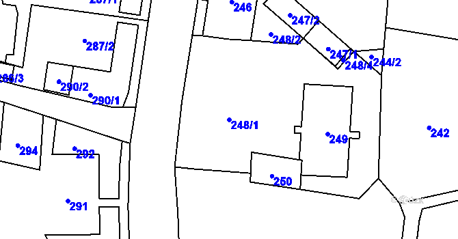 Parcela st. 248/1 v KÚ Kunčičky, Katastrální mapa