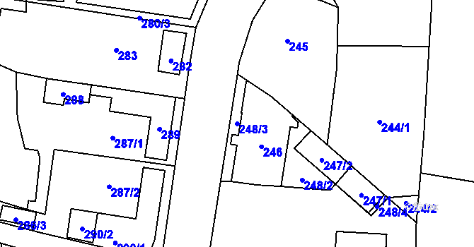 Parcela st. 248/3 v KÚ Kunčičky, Katastrální mapa