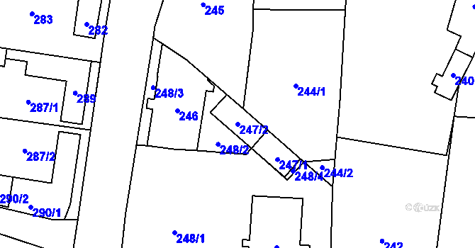 Parcela st. 247/2 v KÚ Kunčičky, Katastrální mapa