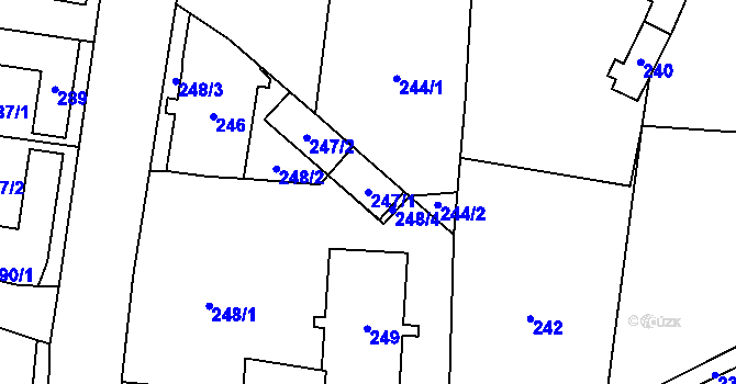 Parcela st. 247/1 v KÚ Kunčičky, Katastrální mapa