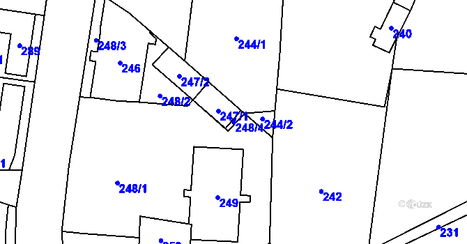 Parcela st. 248/4 v KÚ Kunčičky, Katastrální mapa