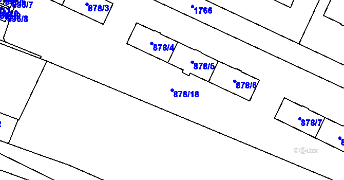Parcela st. 878/18 v KÚ Kunčičky, Katastrální mapa