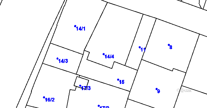 Parcela st. 14/4 v KÚ Kunčičky, Katastrální mapa