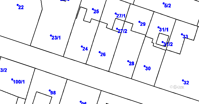 Parcela st. 26 v KÚ Kunčičky, Katastrální mapa