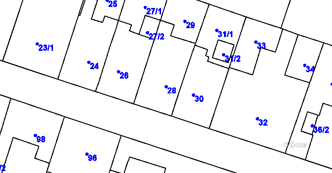 Parcela st. 28 v KÚ Kunčičky, Katastrální mapa