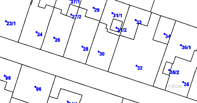 Parcela st. 30 v KÚ Kunčičky, Katastrální mapa
