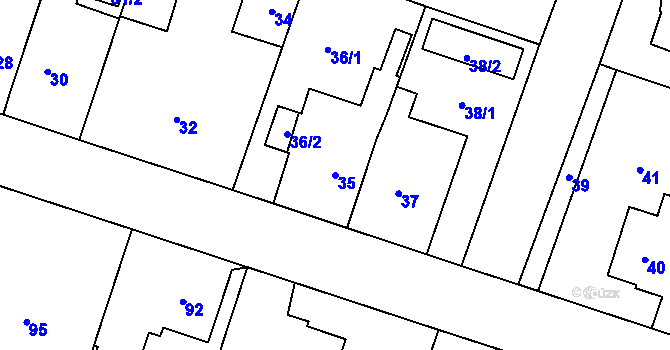 Parcela st. 35 v KÚ Kunčičky, Katastrální mapa