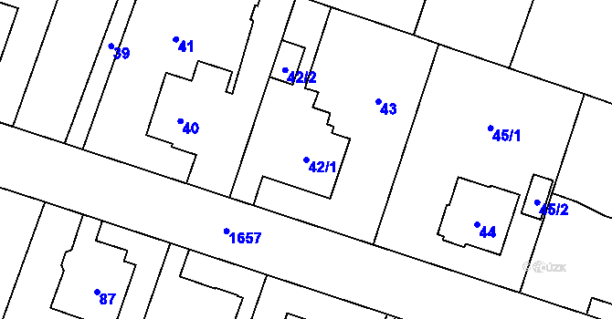 Parcela st. 42/1 v KÚ Kunčičky, Katastrální mapa