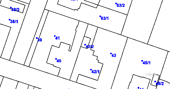 Parcela st. 42/2 v KÚ Kunčičky, Katastrální mapa