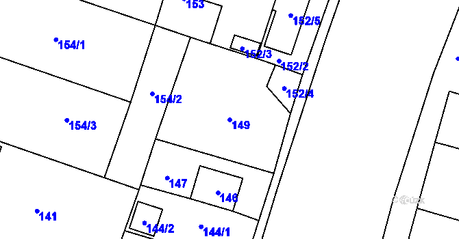 Parcela st. 149 v KÚ Kunčičky, Katastrální mapa