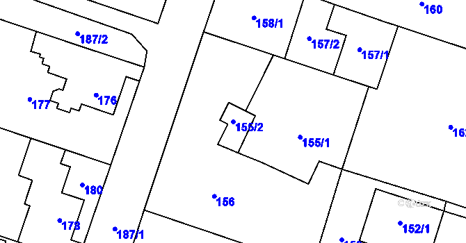 Parcela st. 155/2 v KÚ Kunčičky, Katastrální mapa