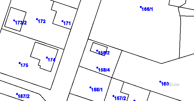 Parcela st. 158/2 v KÚ Kunčičky, Katastrální mapa