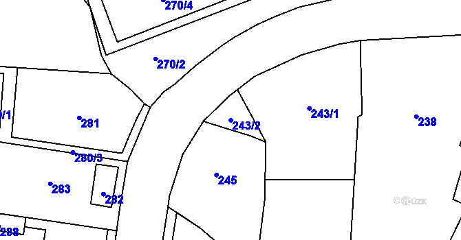Parcela st. 243/2 v KÚ Kunčičky, Katastrální mapa