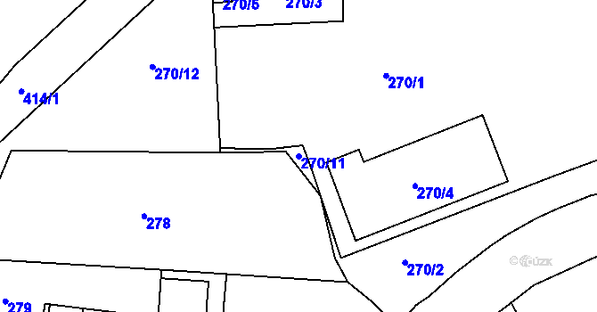 Parcela st. 270/11 v KÚ Kunčičky, Katastrální mapa