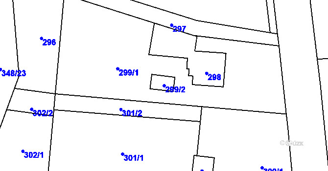 Parcela st. 299/2 v KÚ Kunčičky, Katastrální mapa