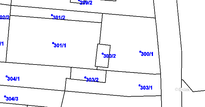 Parcela st. 300/2 v KÚ Kunčičky, Katastrální mapa