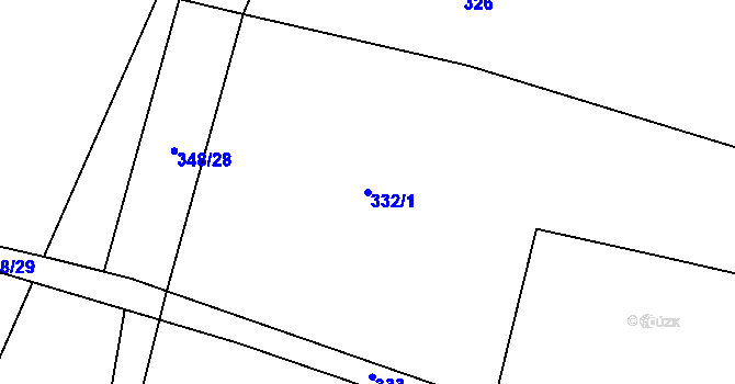 Parcela st. 332/1 v KÚ Kunčičky, Katastrální mapa