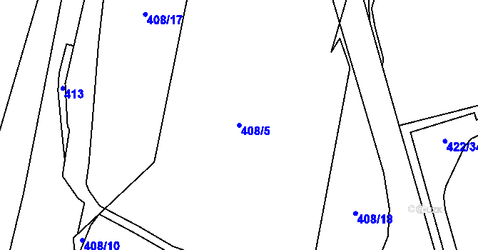 Parcela st. 408/5 v KÚ Kunčičky, Katastrální mapa