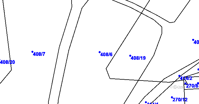 Parcela st. 408/6 v KÚ Kunčičky, Katastrální mapa
