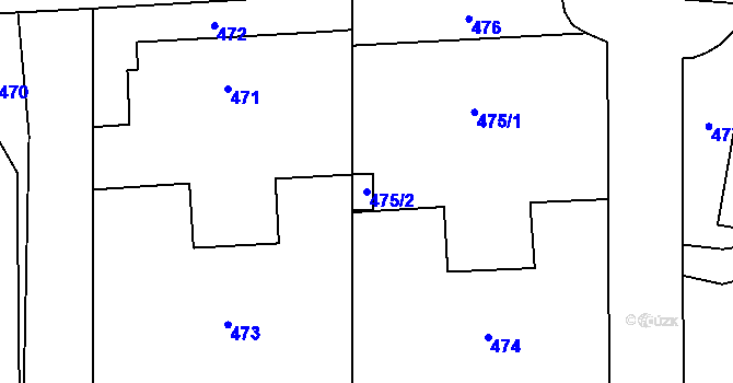 Parcela st. 475/2 v KÚ Kunčičky, Katastrální mapa