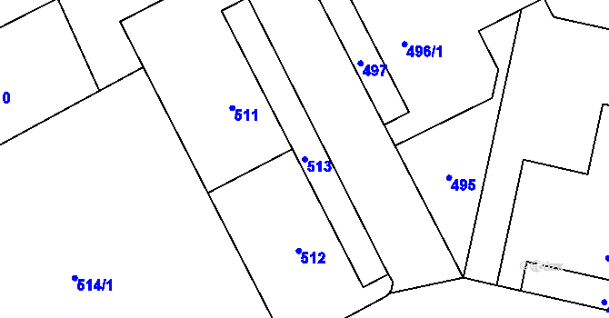 Parcela st. 513 v KÚ Kunčičky, Katastrální mapa