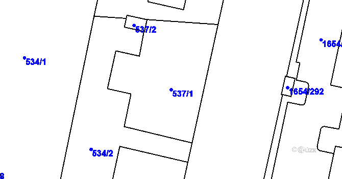 Parcela st. 537/1 v KÚ Kunčičky, Katastrální mapa