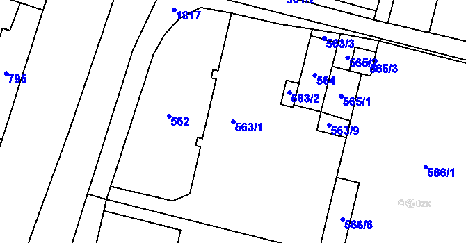 Parcela st. 563/1 v KÚ Kunčičky, Katastrální mapa