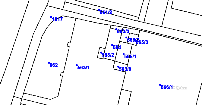 Parcela st. 563/2 v KÚ Kunčičky, Katastrální mapa