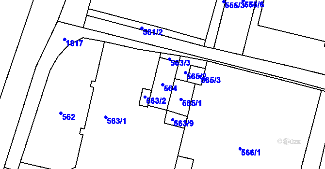 Parcela st. 564 v KÚ Kunčičky, Katastrální mapa