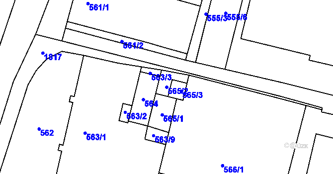Parcela st. 565/2 v KÚ Kunčičky, Katastrální mapa