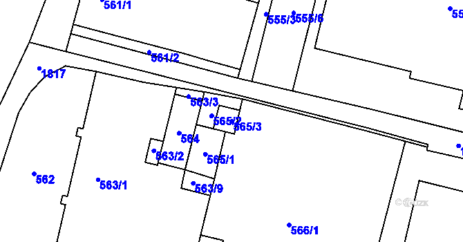Parcela st. 565/3 v KÚ Kunčičky, Katastrální mapa