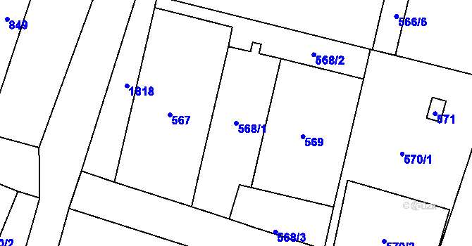 Parcela st. 568/1 v KÚ Kunčičky, Katastrální mapa