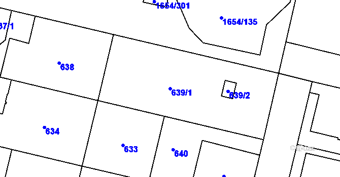 Parcela st. 639/1 v KÚ Kunčičky, Katastrální mapa