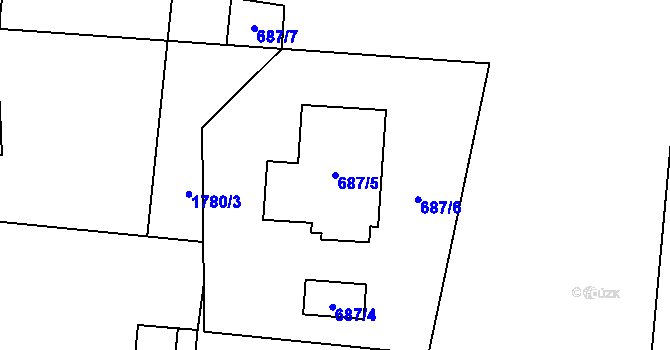 Parcela st. 687/5 v KÚ Kunčičky, Katastrální mapa
