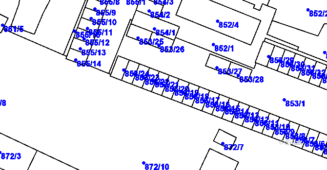 Parcela st. 853/20 v KÚ Kunčičky, Katastrální mapa