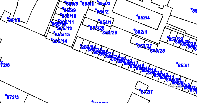 Parcela st. 853/21 v KÚ Kunčičky, Katastrální mapa
