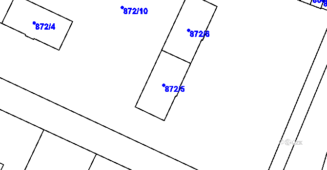 Parcela st. 872/5 v KÚ Kunčičky, Katastrální mapa