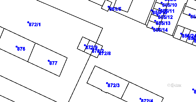 Parcela st. 872/8 v KÚ Kunčičky, Katastrální mapa