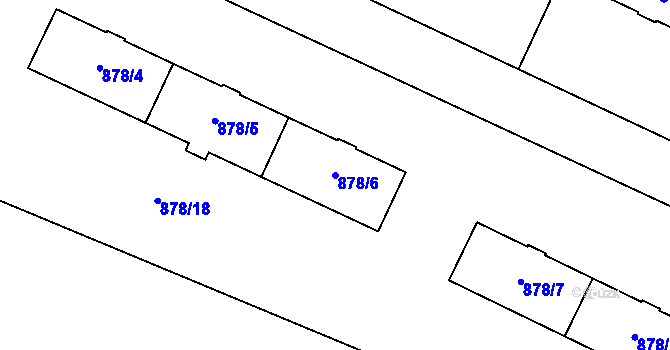 Parcela st. 878/6 v KÚ Kunčičky, Katastrální mapa