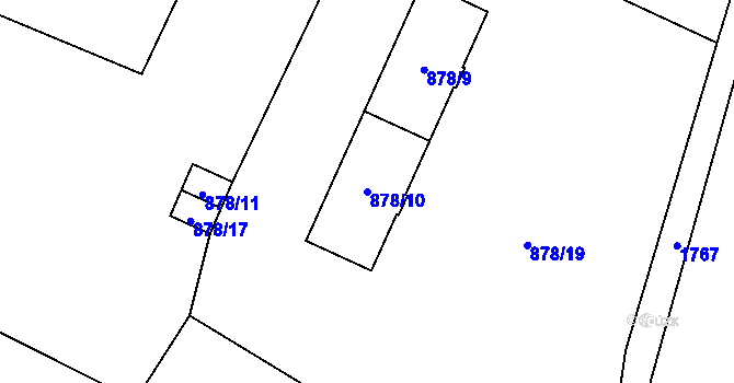 Parcela st. 878/10 v KÚ Kunčičky, Katastrální mapa
