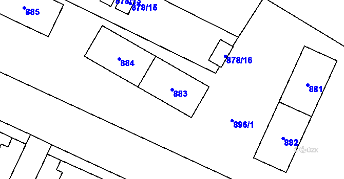 Parcela st. 883 v KÚ Kunčičky, Katastrální mapa
