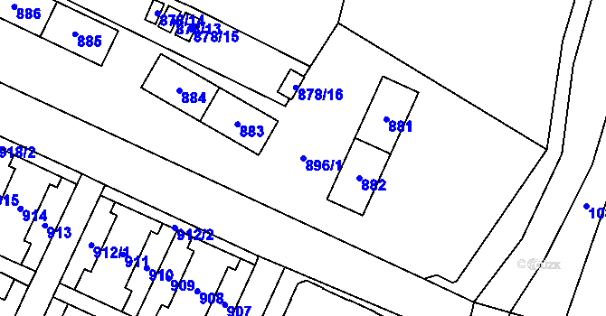 Parcela st. 896/1 v KÚ Kunčičky, Katastrální mapa
