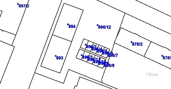 Parcela st. 896/2 v KÚ Kunčičky, Katastrální mapa