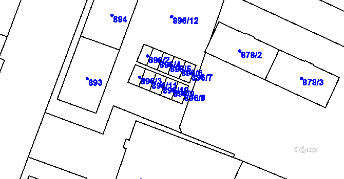 Parcela st. 896/9 v KÚ Kunčičky, Katastrální mapa