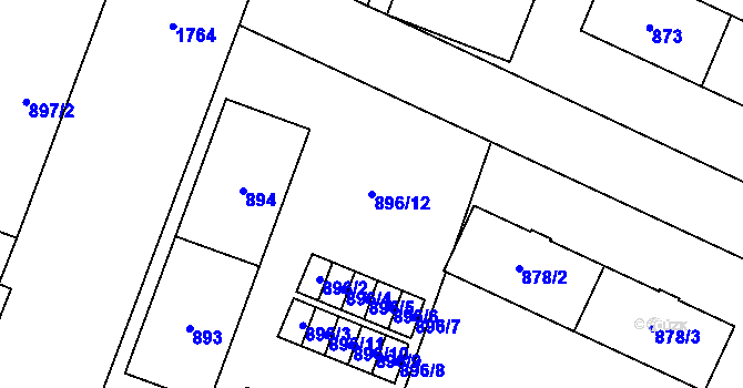 Parcela st. 896/12 v KÚ Kunčičky, Katastrální mapa