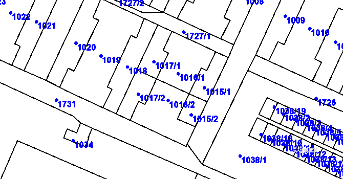 Parcela st. 1016 v KÚ Kunčičky, Katastrální mapa