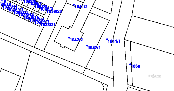 Parcela st. 1042/1 v KÚ Kunčičky, Katastrální mapa