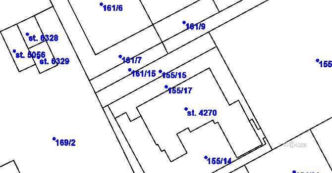 Parcela st. 155/17 v KÚ Zábřeh nad Odrou, Katastrální mapa